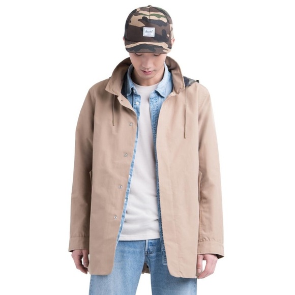 Herschel Men’s Tan Stowaway Mac Shell Windbreaker Jacket Coat - Picture 15 of 16